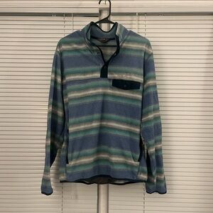Eddie Bauer Men's Striped Blue Green Pullover Sweater